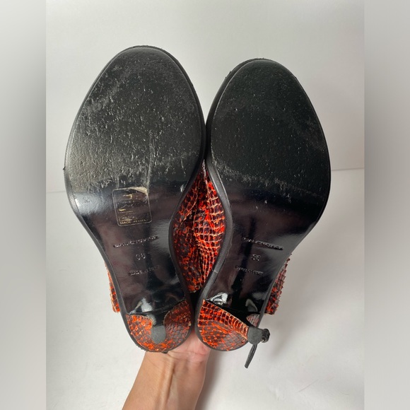 Balenciaga glove snake embossed sandals heels red black 36 - Picture 8 of 15